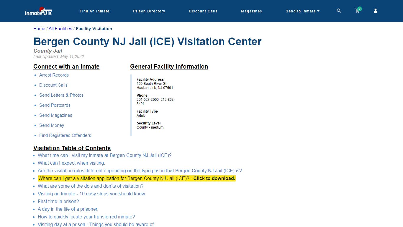 Bergen County NJ Jail (ICE) | Visitation, dress code & visiting hours